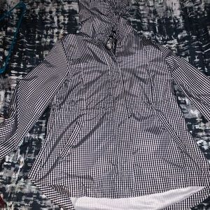 Plaid navy rain coat